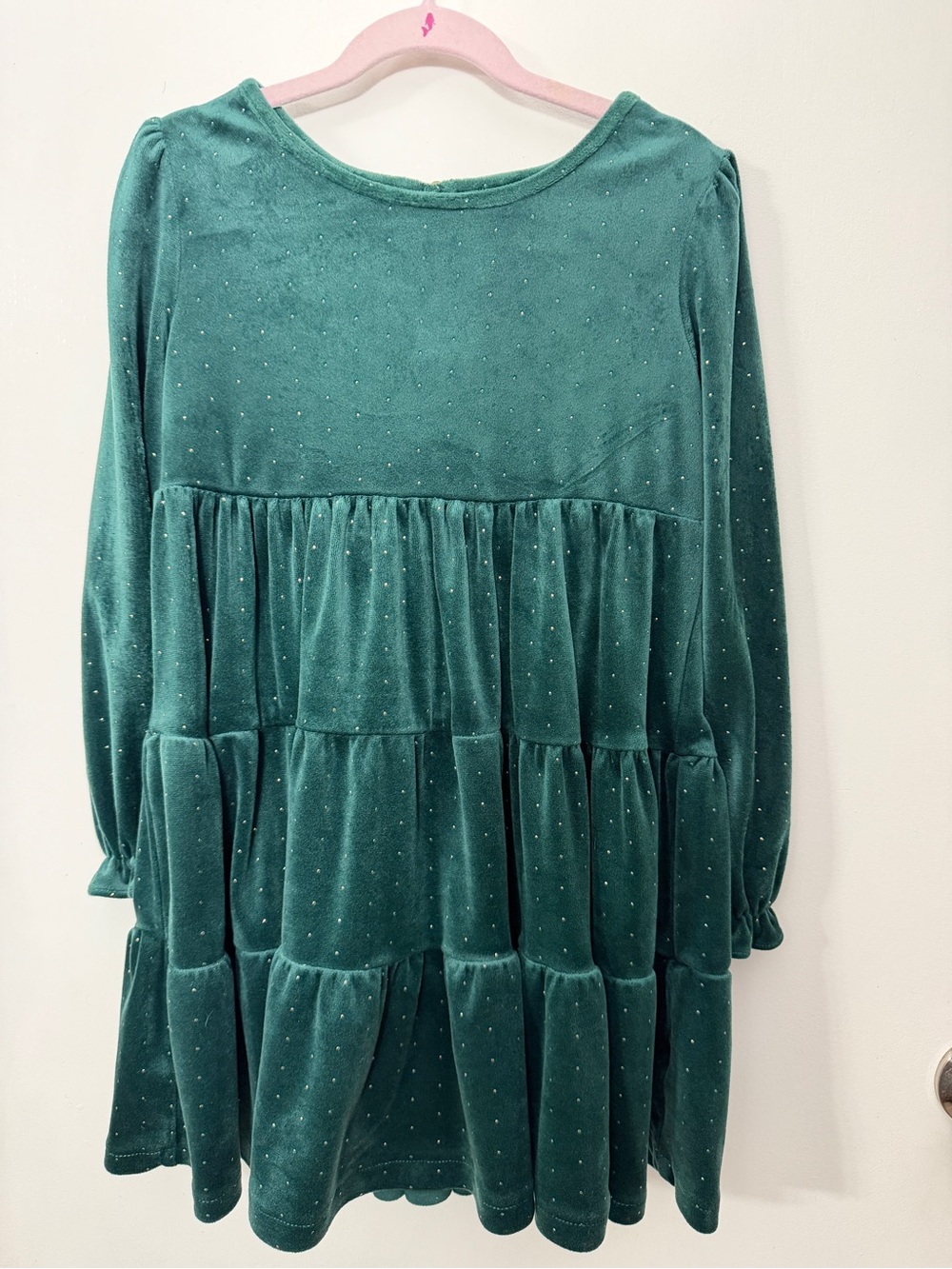 Tahari Emerald Green Velvet Tiered Dress with Sparkle